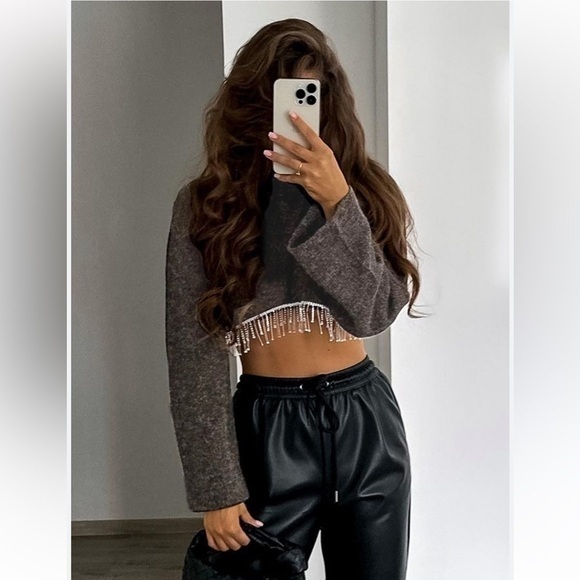 Zara Jewel Soft Cropped Sweater Blogger’s Favorite - Picture 1 of 8